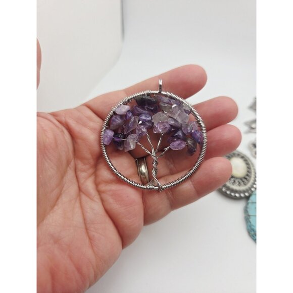 Pendant Amethyst Gemstone Tree of Life Healing Crystals - Picture 4 of 4